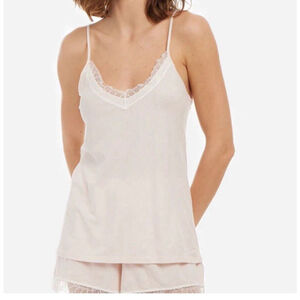 Skin Worldwide Lacy Sleep Tank And Shorts- NWT- Size XS (0) Pink Pima Cotton